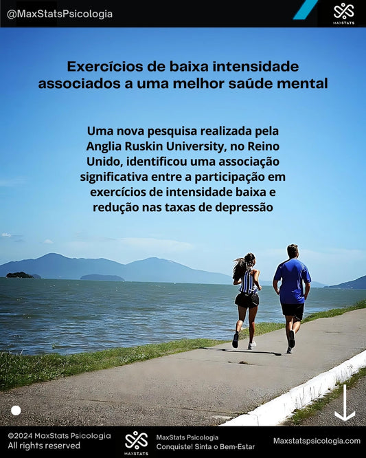 Casal correndo ao ar livre ao lado de um lago, simbolizando os benefícios dos exercícios de baixa intensidade para a saúde mental e bem-estar.