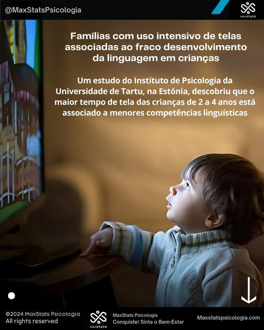 Criança olhando para uma tela de TV, simbolizando o impacto do uso excessivo de telas no desenvolvimento da linguagem infantil, conforme estudo da Universidade de Tartu.