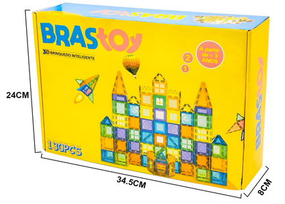 Brastoy Blocos De Montar Magnético Brinquedo Educativo Infantil (130 Peças)